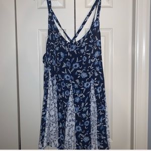 Blue floral tank top